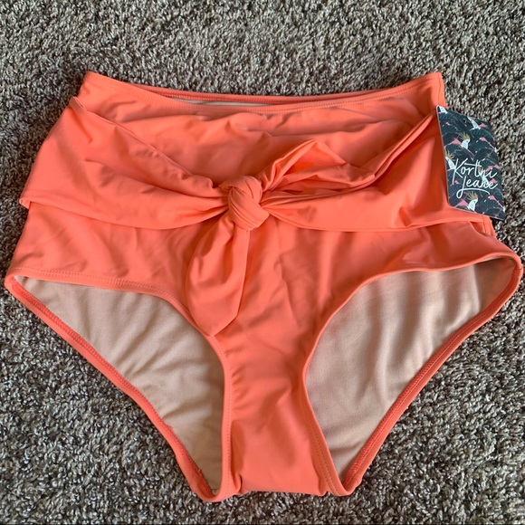 Kortni Jeane tie in front coral bottoms size medium NWT